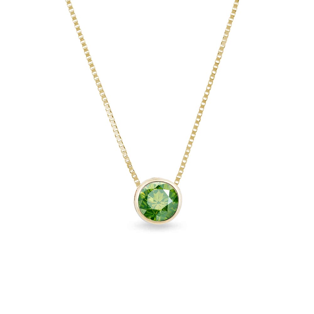 E-shop Náhrdelník se zeleným diamantem ve žlutém 14k zlatě