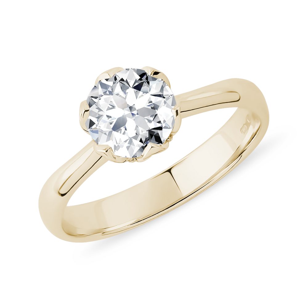 E-shop Zásnubní prsten Flower s 1ct diamantem ve zlatě