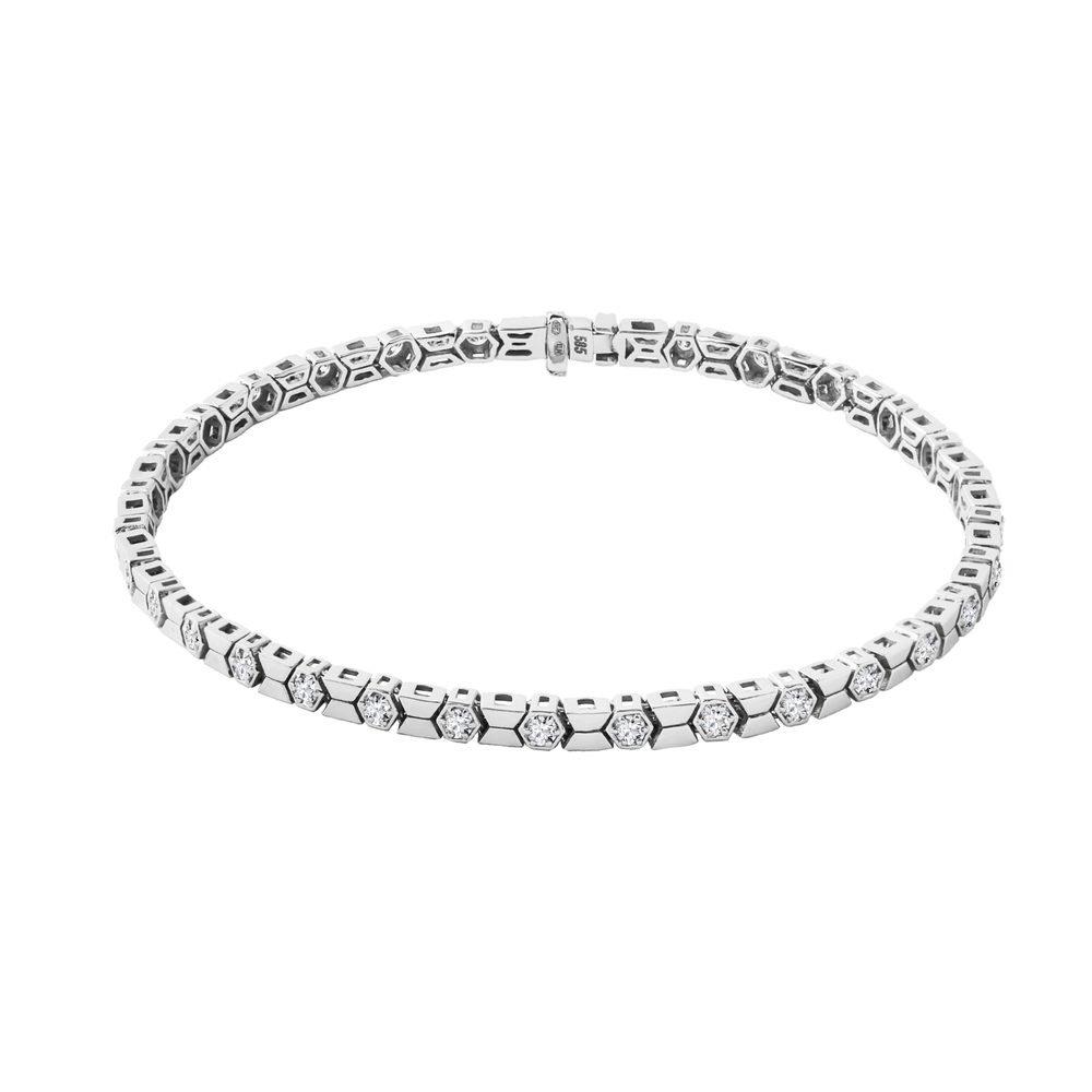 Tenisový náramek v bílém zlatě s přírodními diamanty KLENOTA