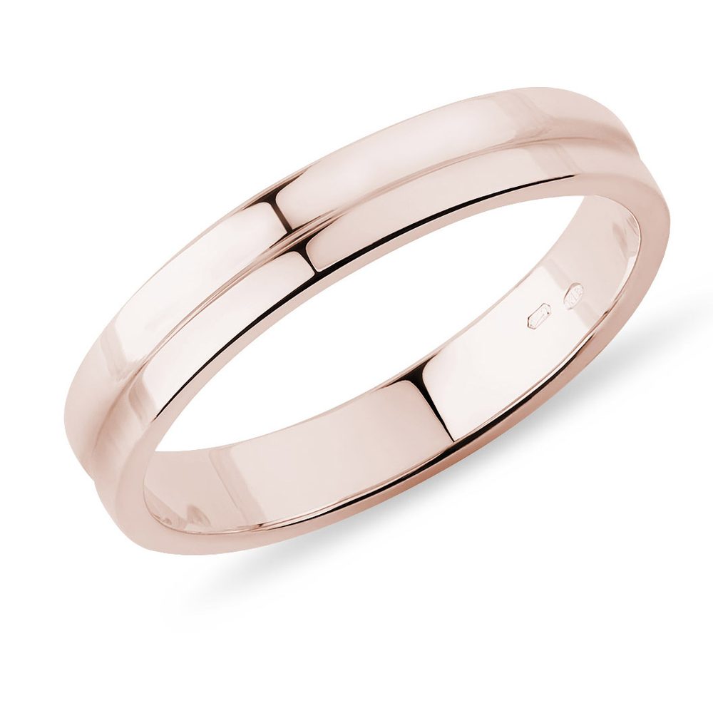 E-shop Pánský prsten z růžového 14k zlata s rytinou