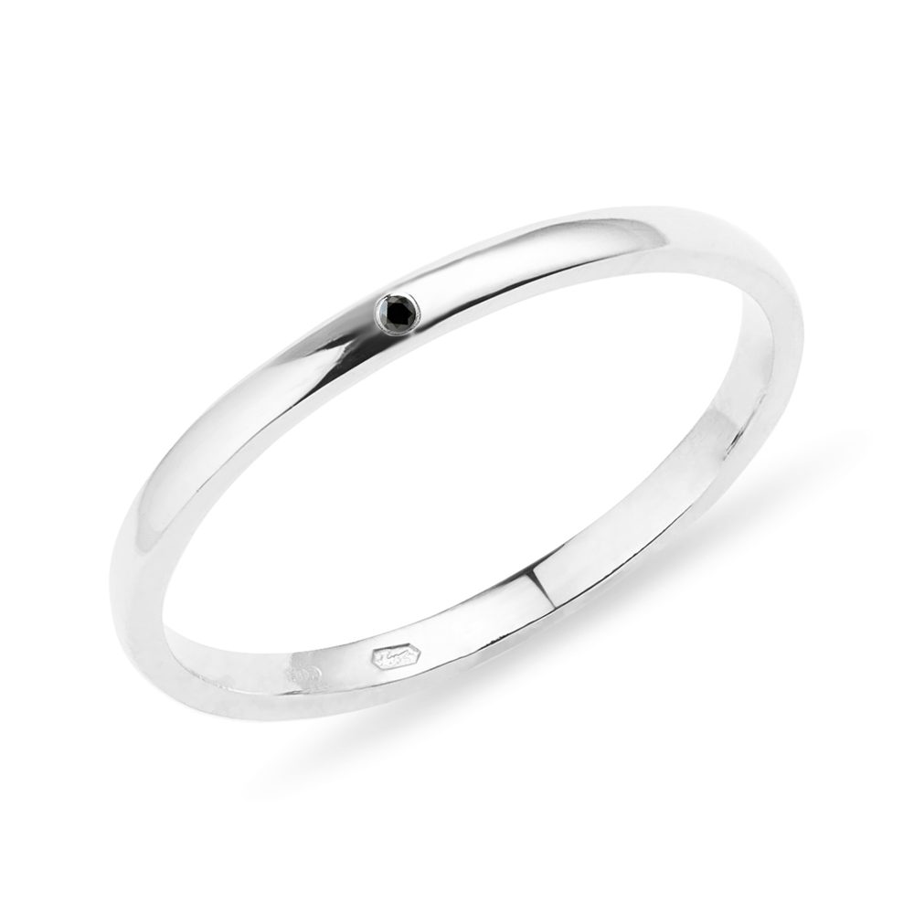 E-shop Prsten z bílého zlata s černým diamantem