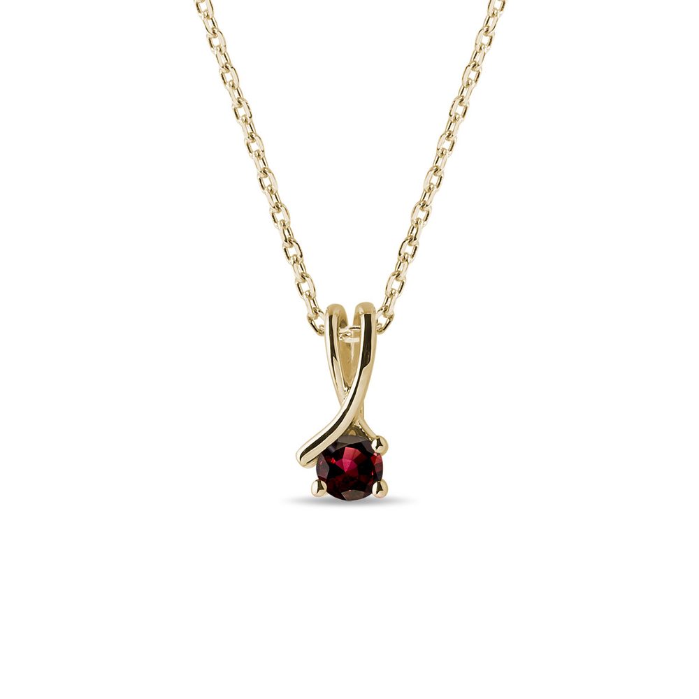 E-shop Zlatý náhrdelník stužka s granátem