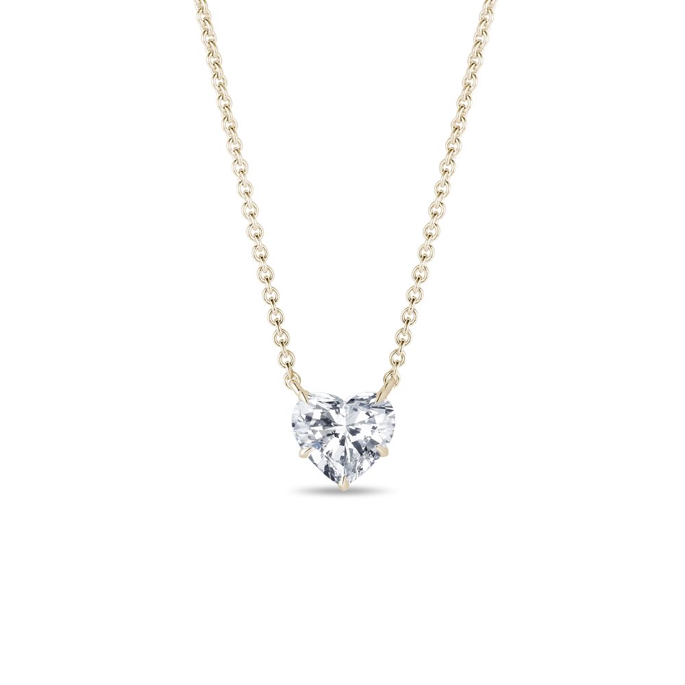 Náhrdelník ze žlutého zlata s diamantem ve tvaru srdce KLENOTA