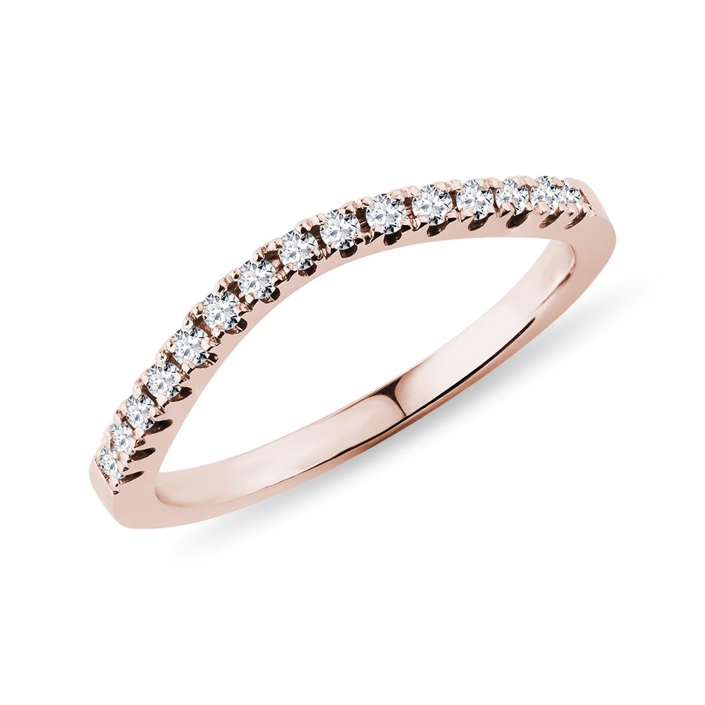 Briliantový prsten z růžového 14k zlata KLENOTA