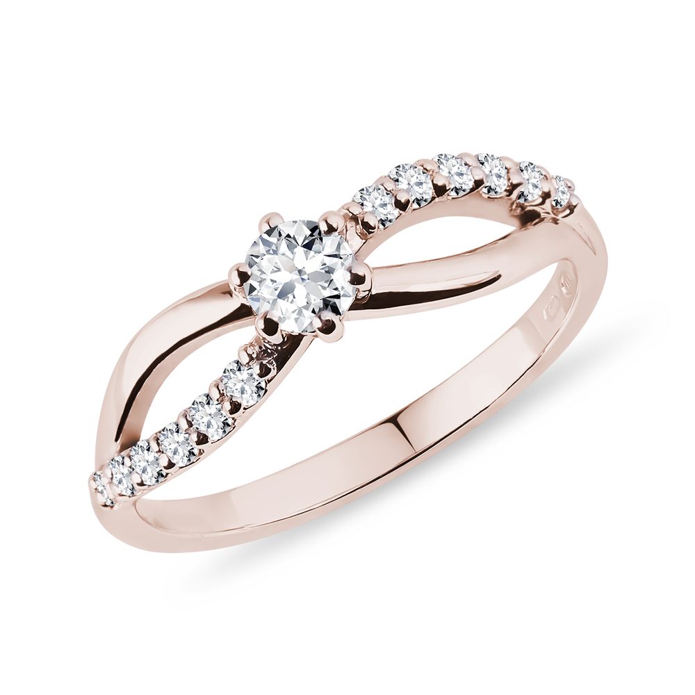 E-shop Prsten v růžovém zlatě s brilianty