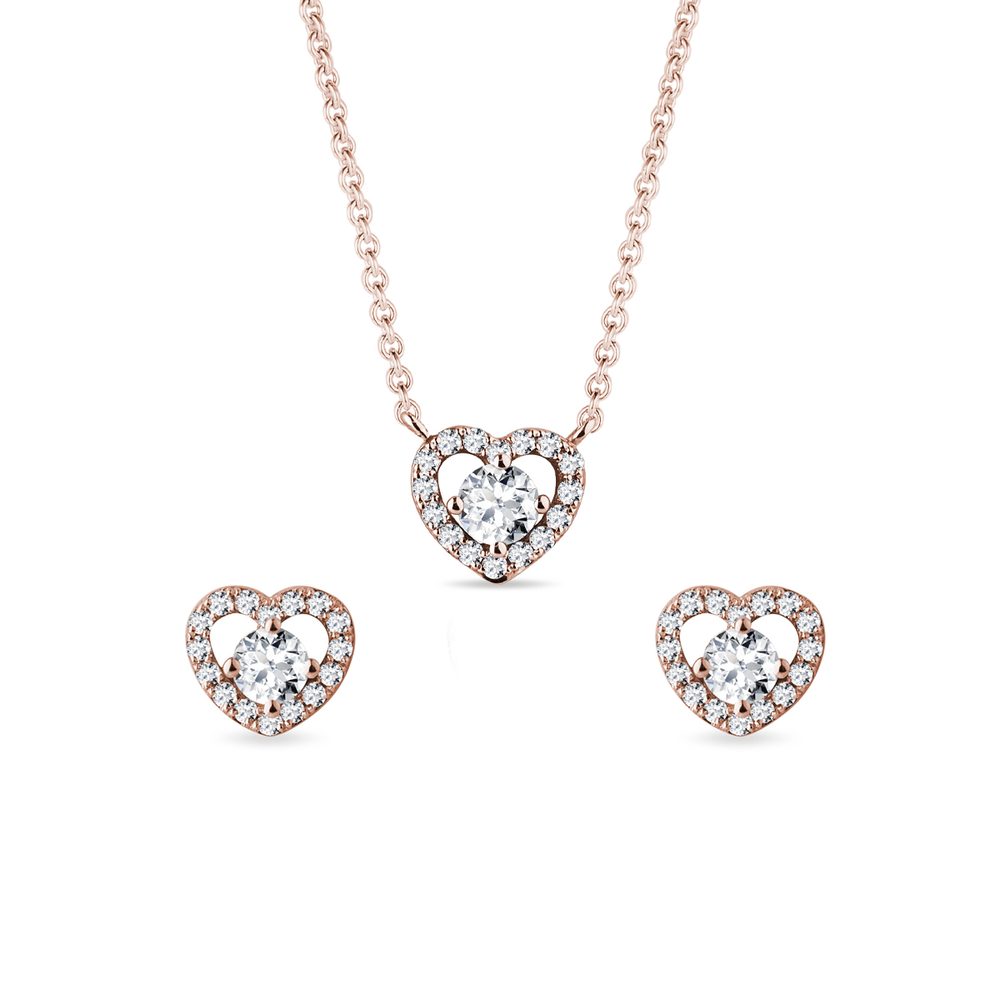 E-shop Diamantový set srdce z růžového zlata