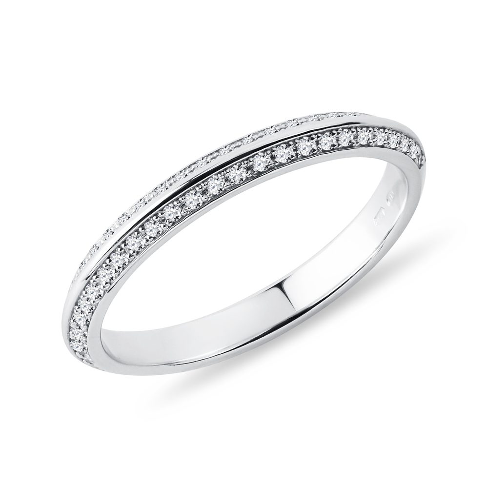 E-shop Snubní prsten s dvěma řádkami diamantů v bílém zlatě