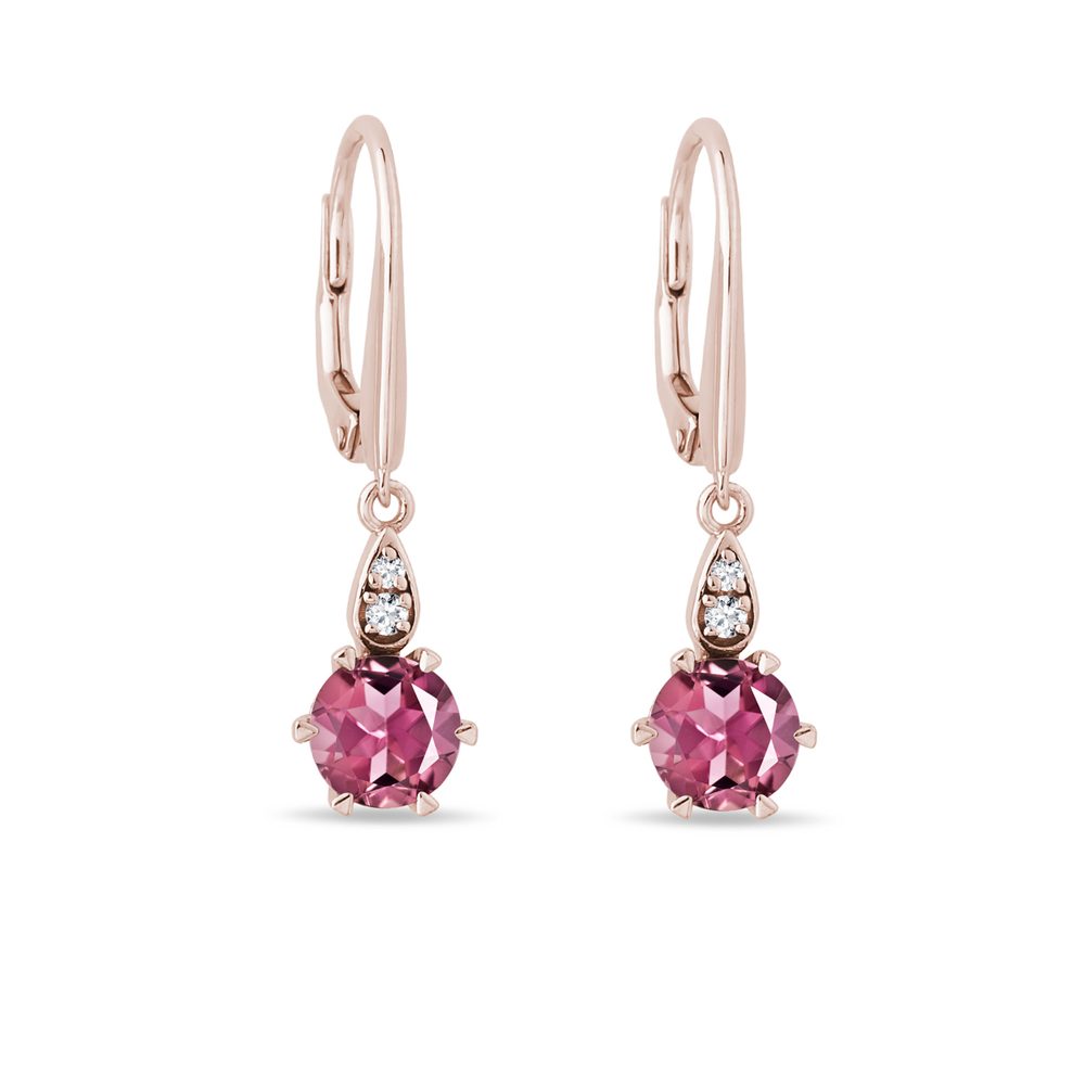 E-shop Náušnice s turmalíny a diamanty v růžovém zlatě