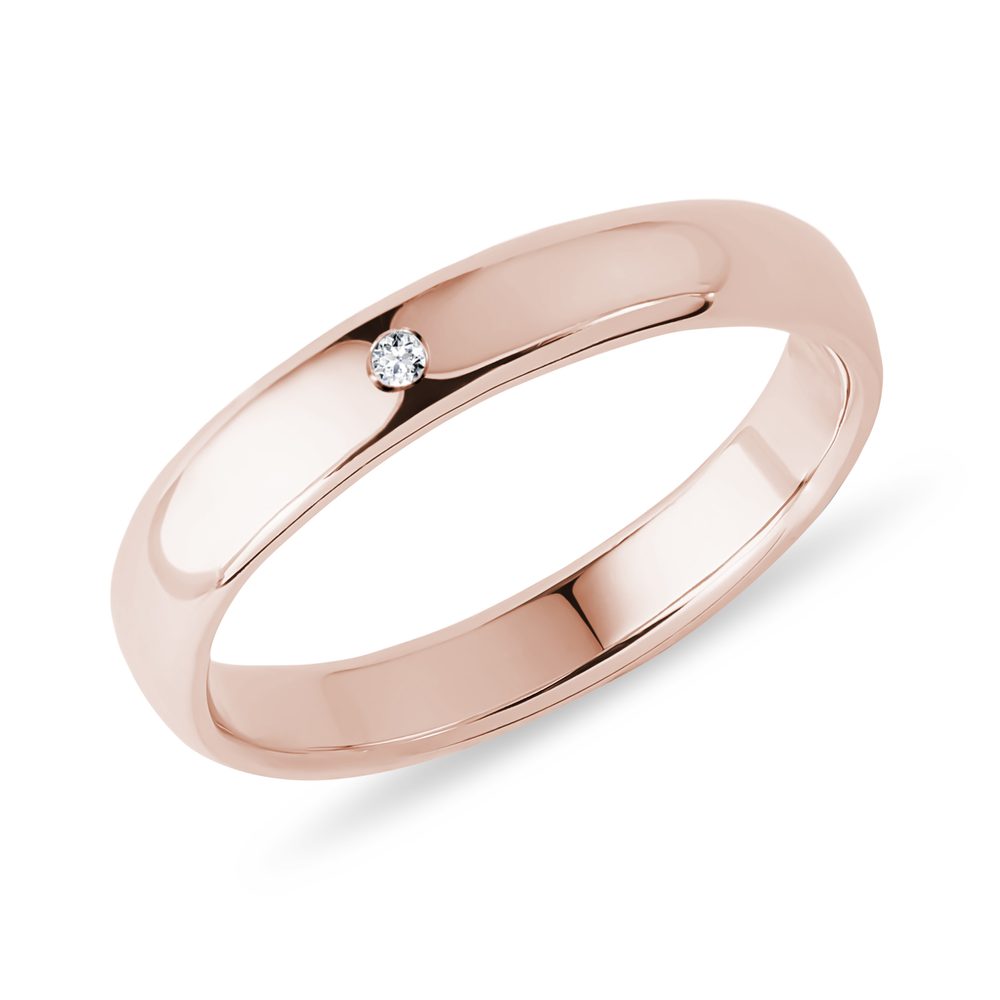 E-shop Dámský prsten v růžovém zlatě s diamantem