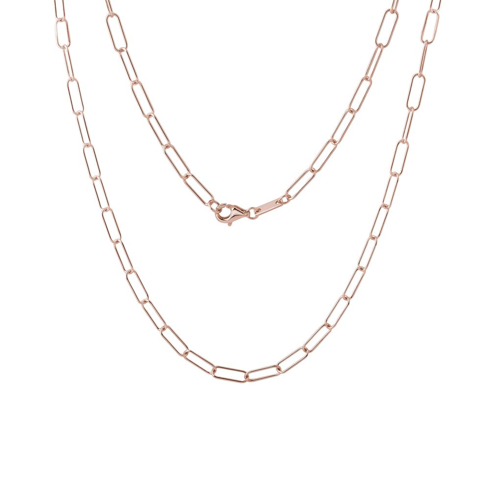 Řetízek typu Paperclip v růžovém zlatě v délce 50 cm KLENOTA