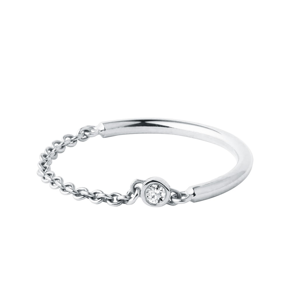 E-shop Řetízkový prsten z bílého zlata s diamantem