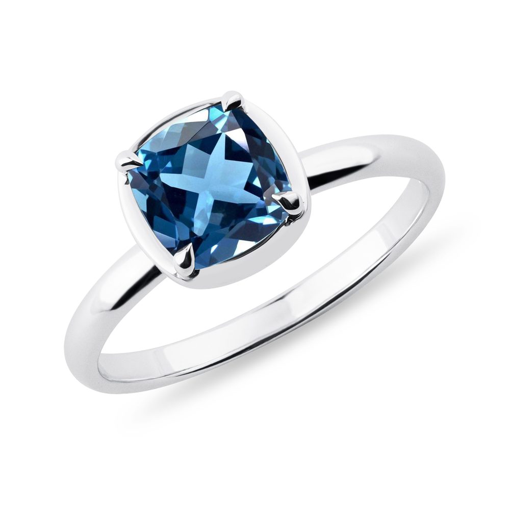 Prstýnek z bílého zlata s topazem KLENOTA