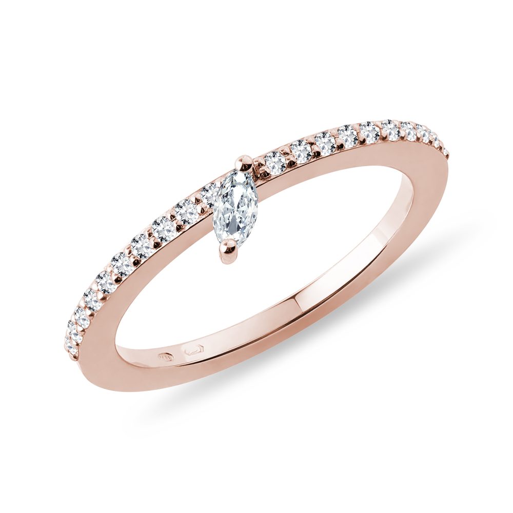 E-shop Zásnubní prsten s diamantem markýza v růžovém zlatě