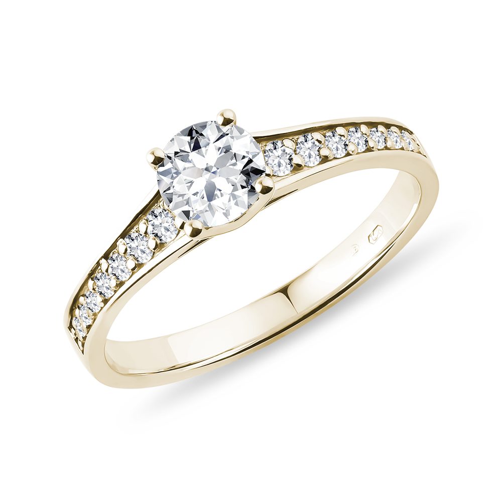 E-shop Zásnubní prsten ze žlutého 14k zlata s 0,5ct briliantem
