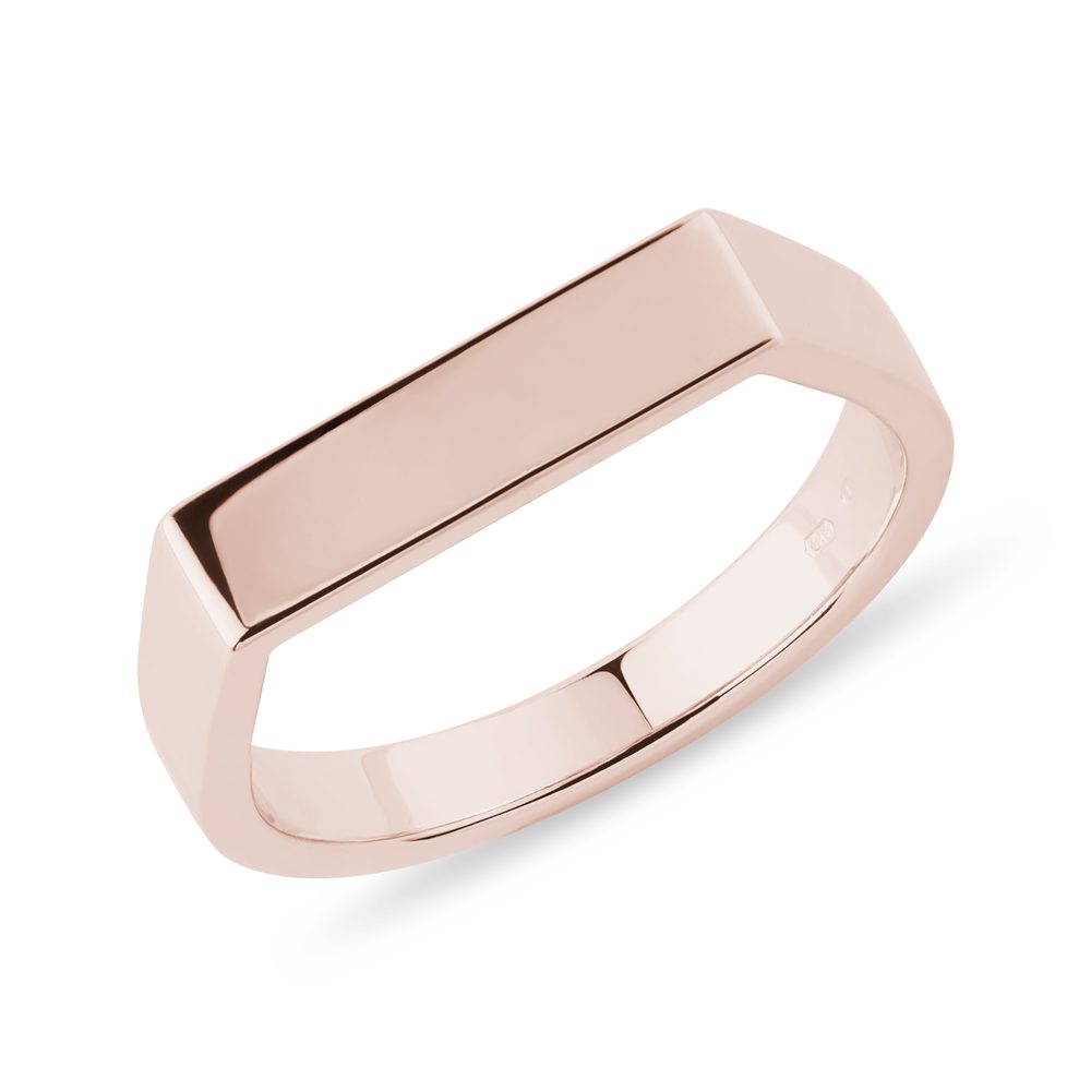 E-shop Široký prsten z růžového zlata s rovnou ploškou