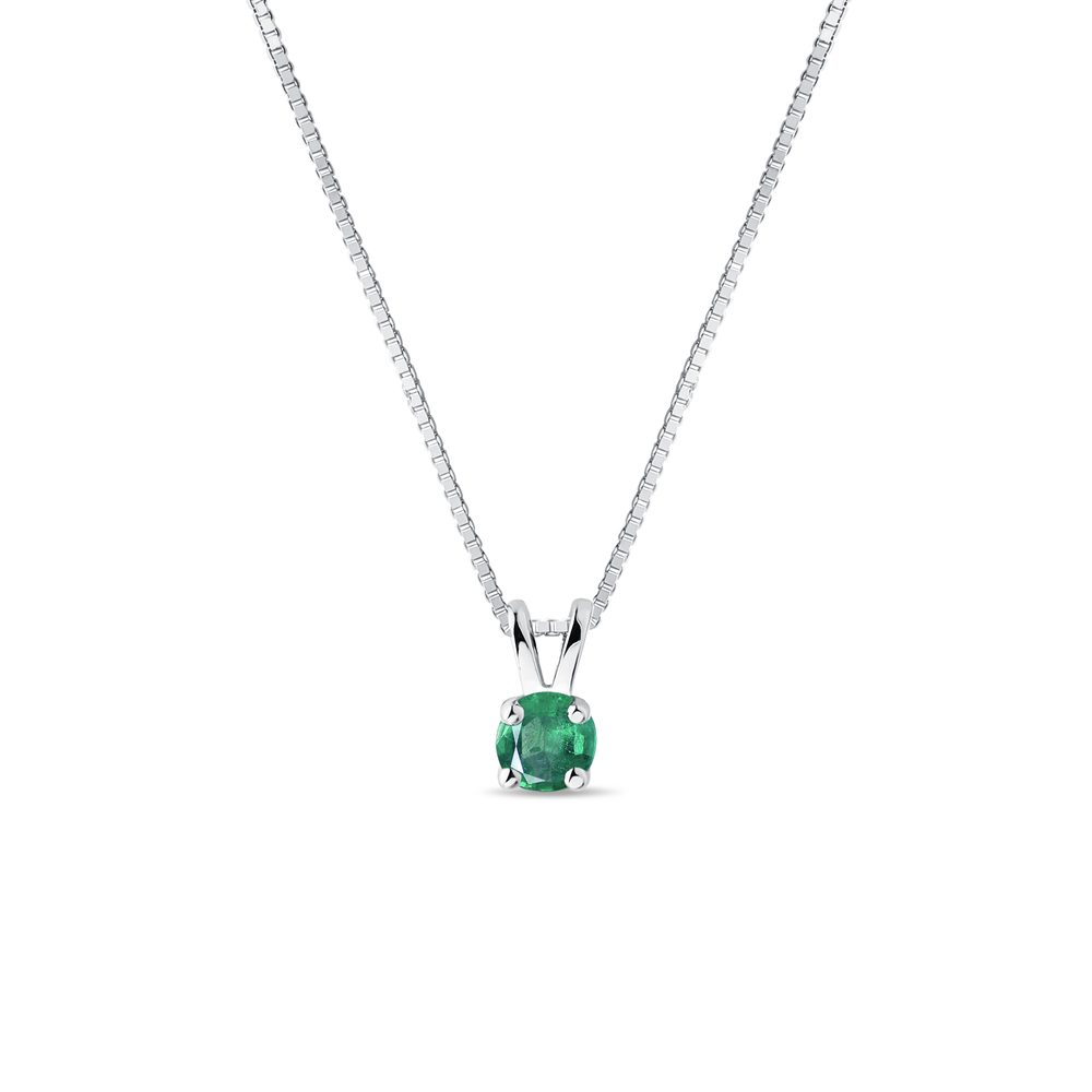 E-shop Smaragdový náhrdelník z bílého zlata