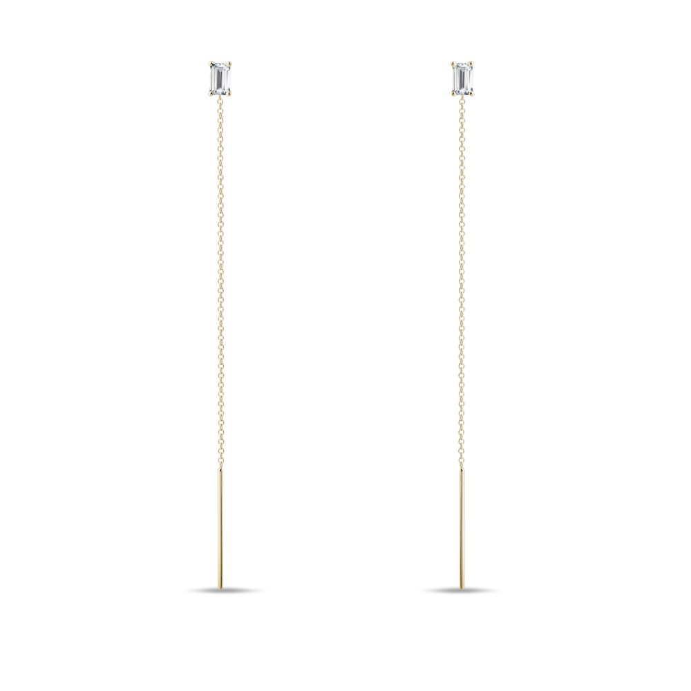 Dlouhé visací náušnice s lab grown diamanty ve zlatě KLENOTA