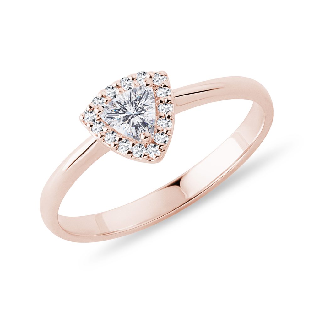 Prsten s diamantem v brusu trilion v růžovém zlatě KLENOTA