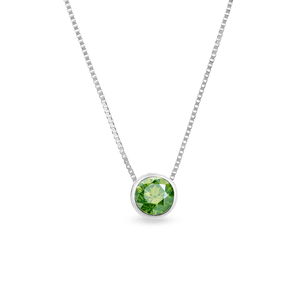 Náhrdelník se zeleným diamantem v bílém 14k zlatě KLENOTA