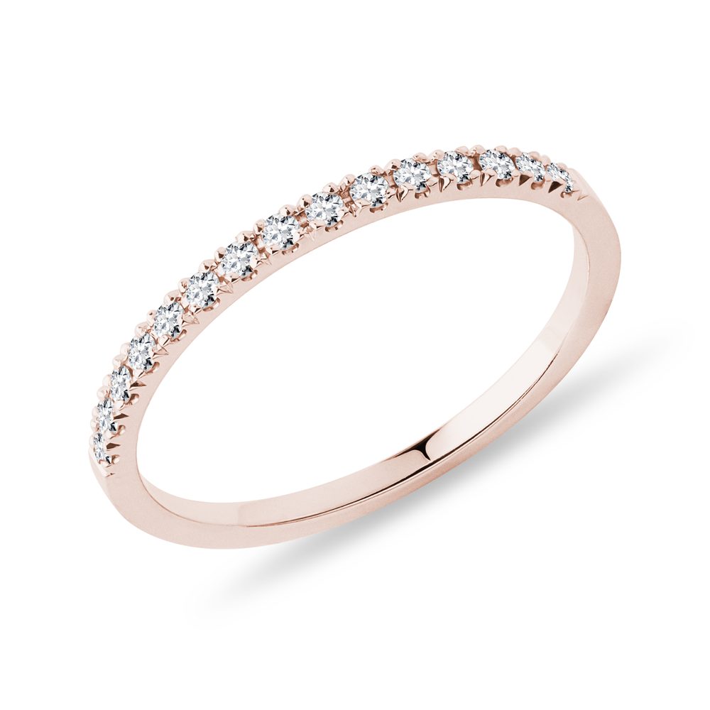 Prsten z růžového zlata s pavé diamanty KLENOTA