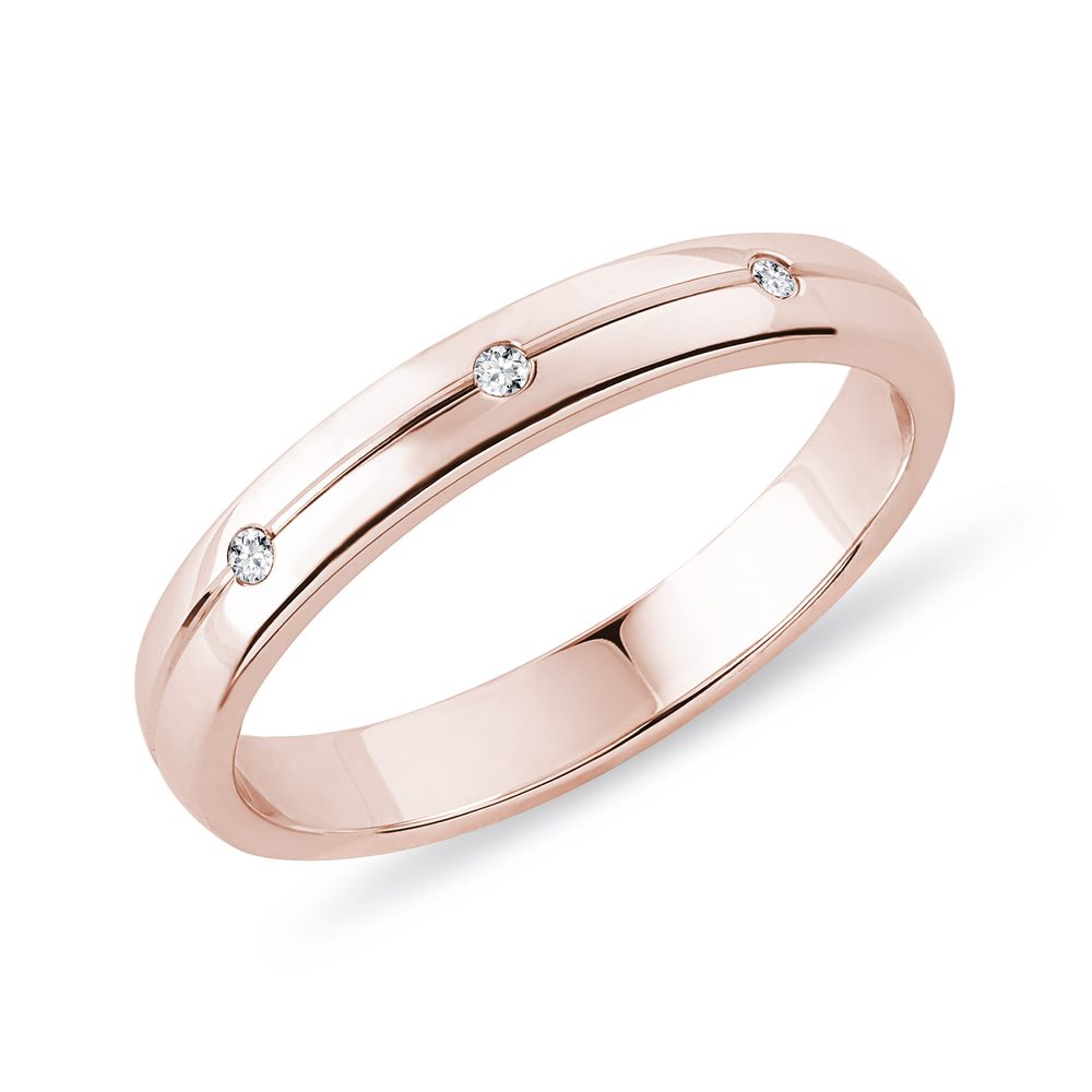 E-shop Dámský snubní prsten z růžového zlata s diamanty