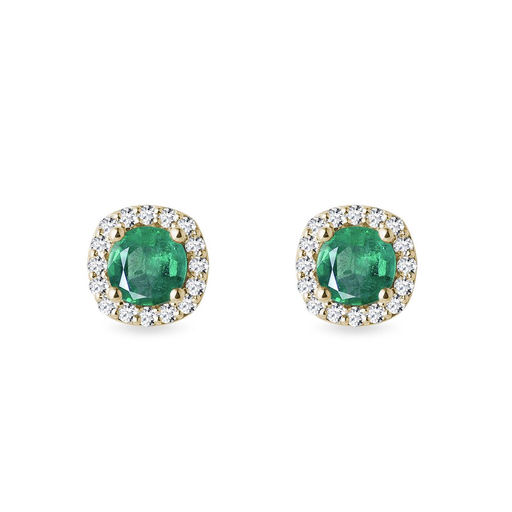 E-shop Luxusní zlaté náušnice se smaragdy a diamanty