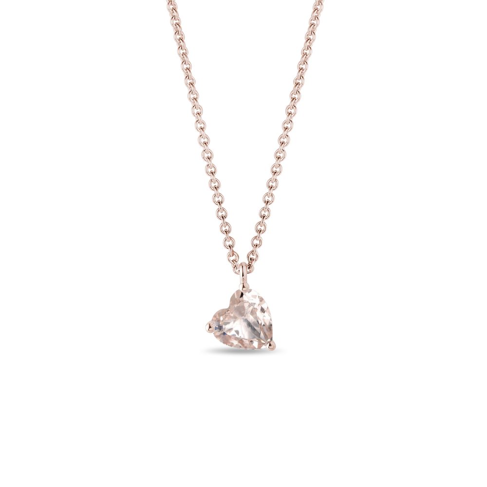 Přívěsek s morganitem ve tvaru srdce v růžovém zlatě KLENOTA