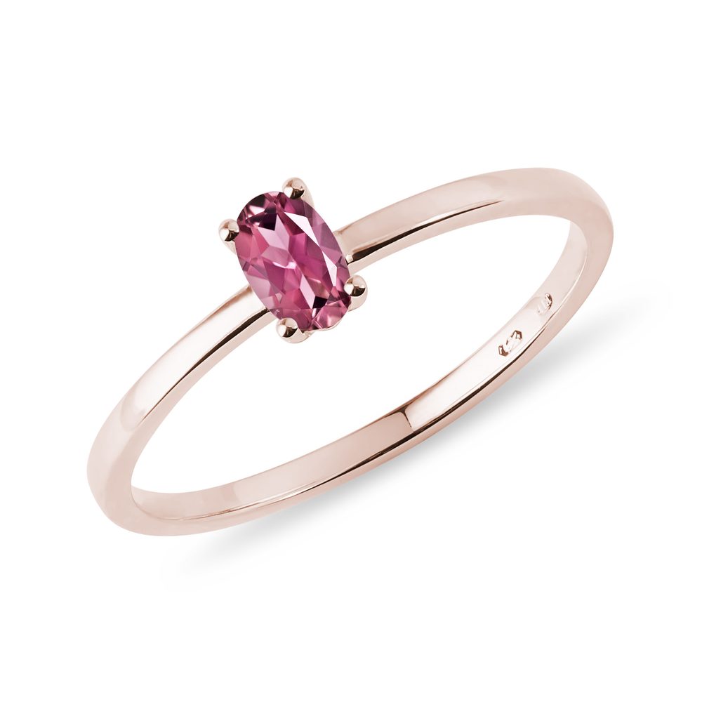 E-shop Minimalistický prsten s turmalínem v růžovém zlatě