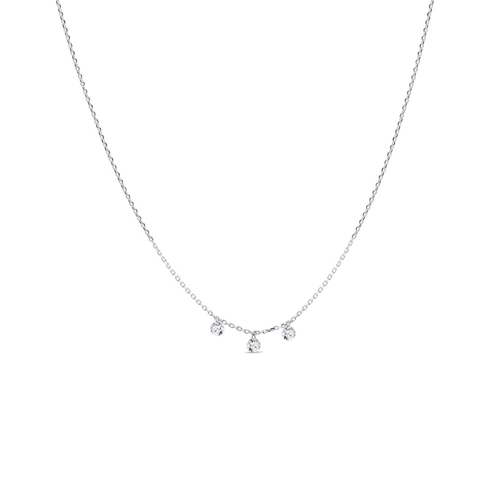 Náhrdelník se třemi lab grown diamanty v bílém zlatě KLENOTA