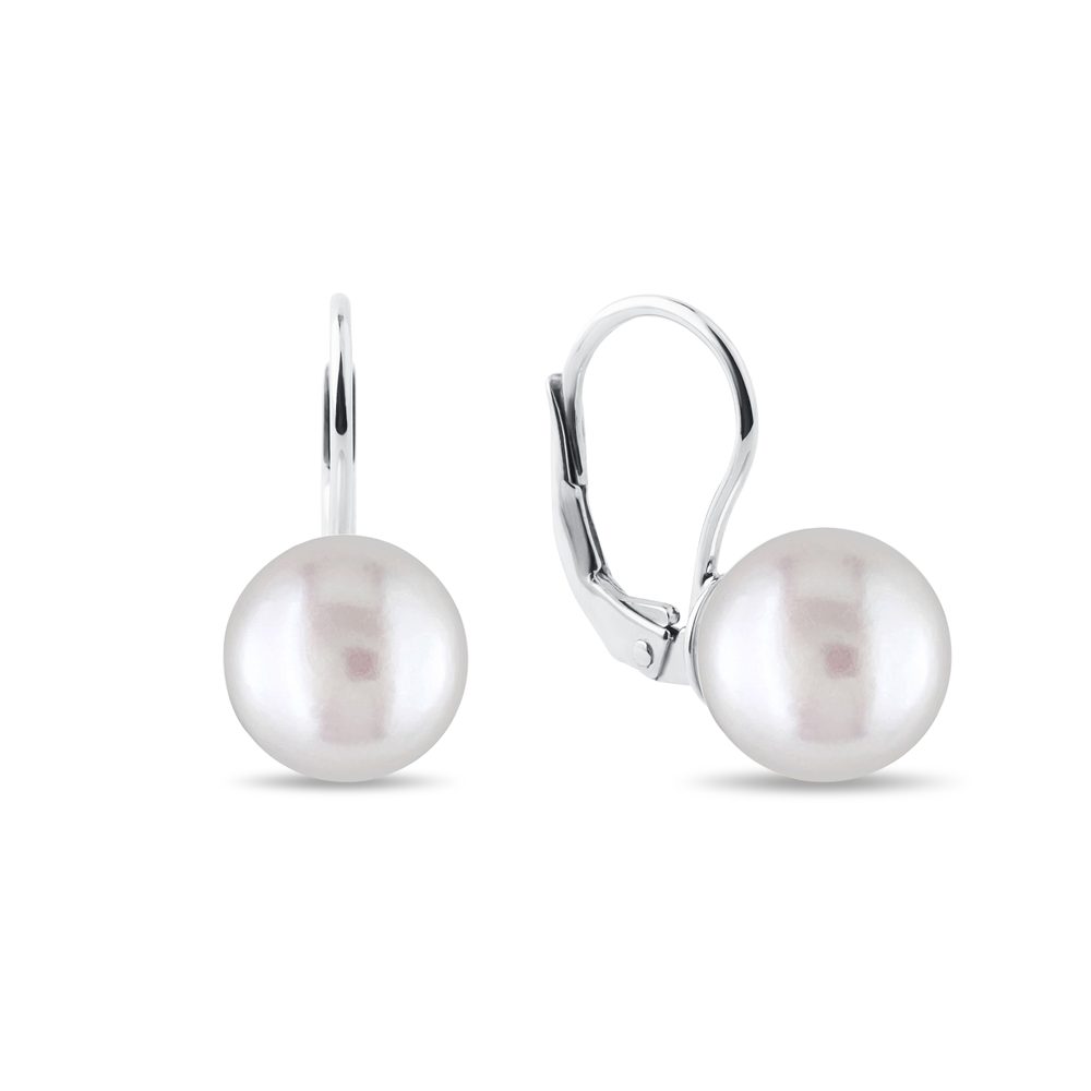 Perlové náušnice v bílém zlatě KLENOTA