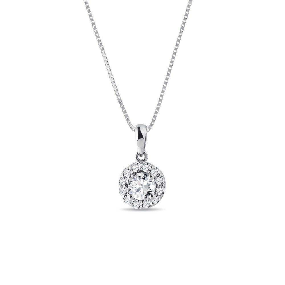 E-shop Diamantový náhrdelník halo v bílém zlatě