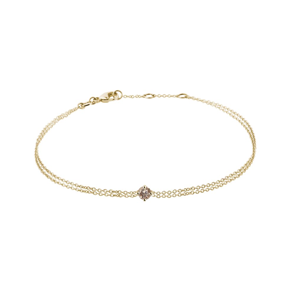 Náramek s champagne diamantem ve žlutém zlatě KLENOTA