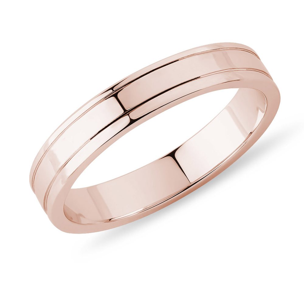 E-shop Pánský snubní prsten s rytinami v růžovém zlatě
