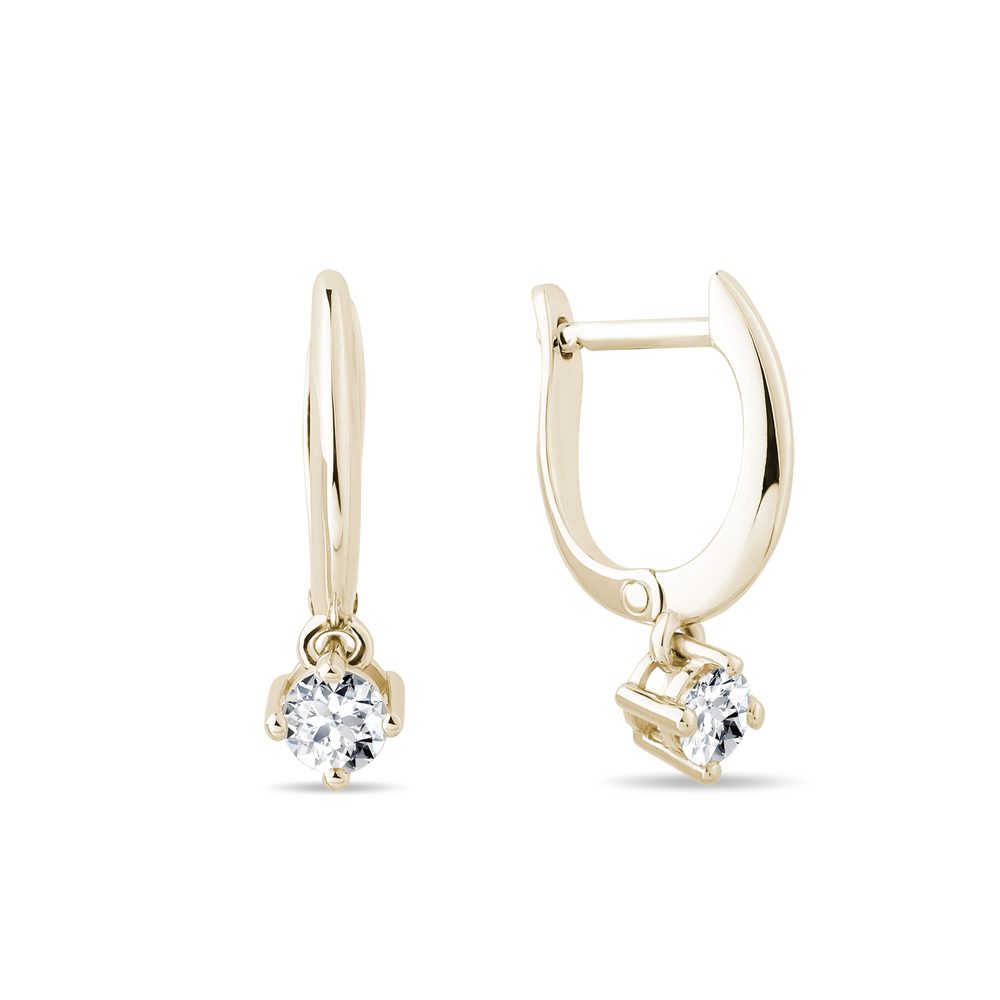 Náušnice ze žlutého 14k zlata s brilianty KLENOTA
