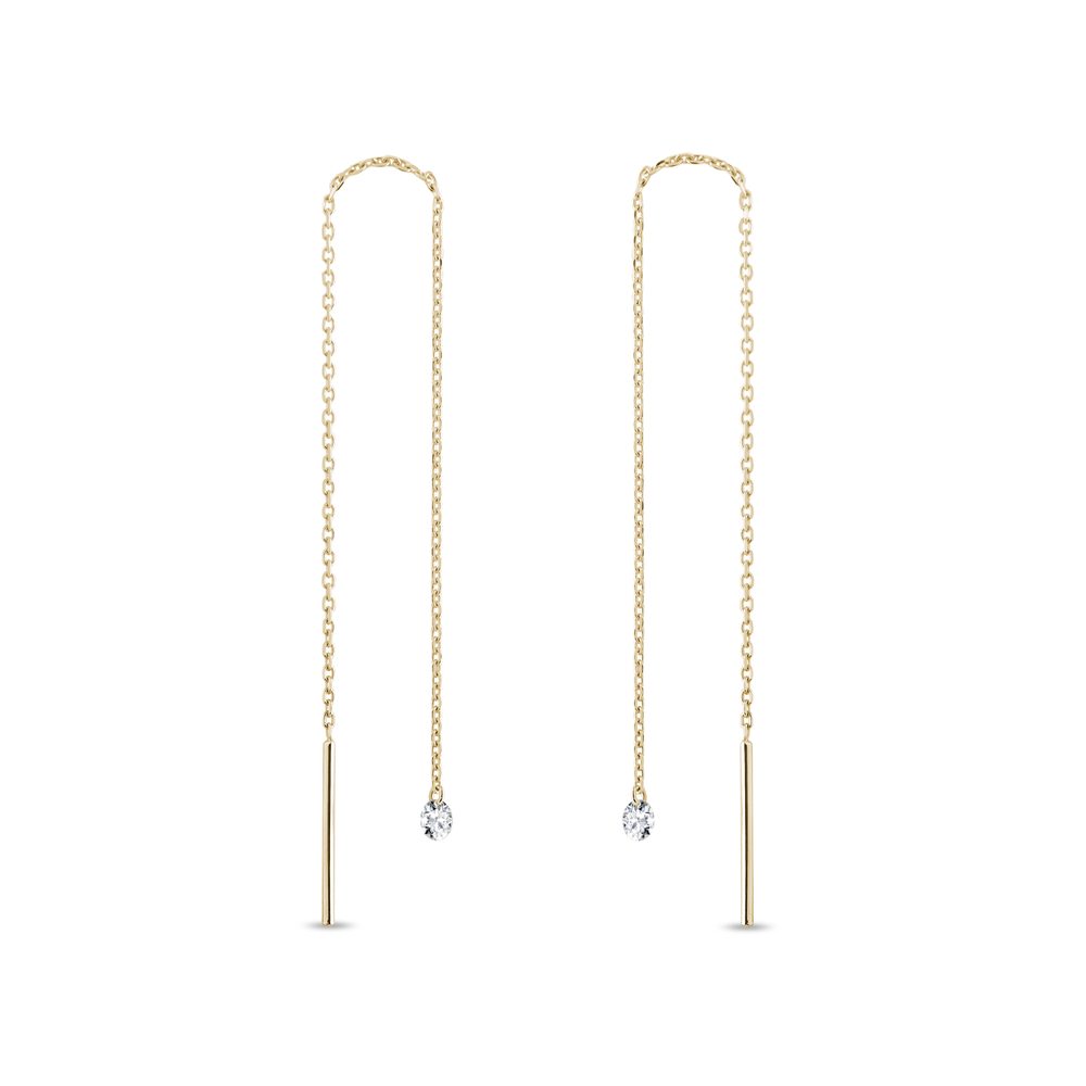 Náušnice ze žlutého zlata s laboratorními diamanty KLENOTA