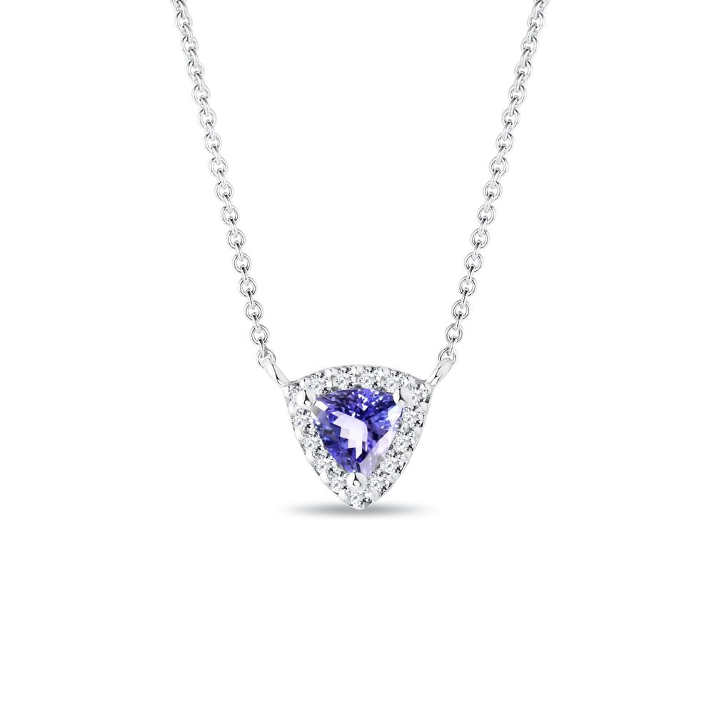 Náhrdelník s tanzanitem a brilianty v bílém zlatě KLENOTA