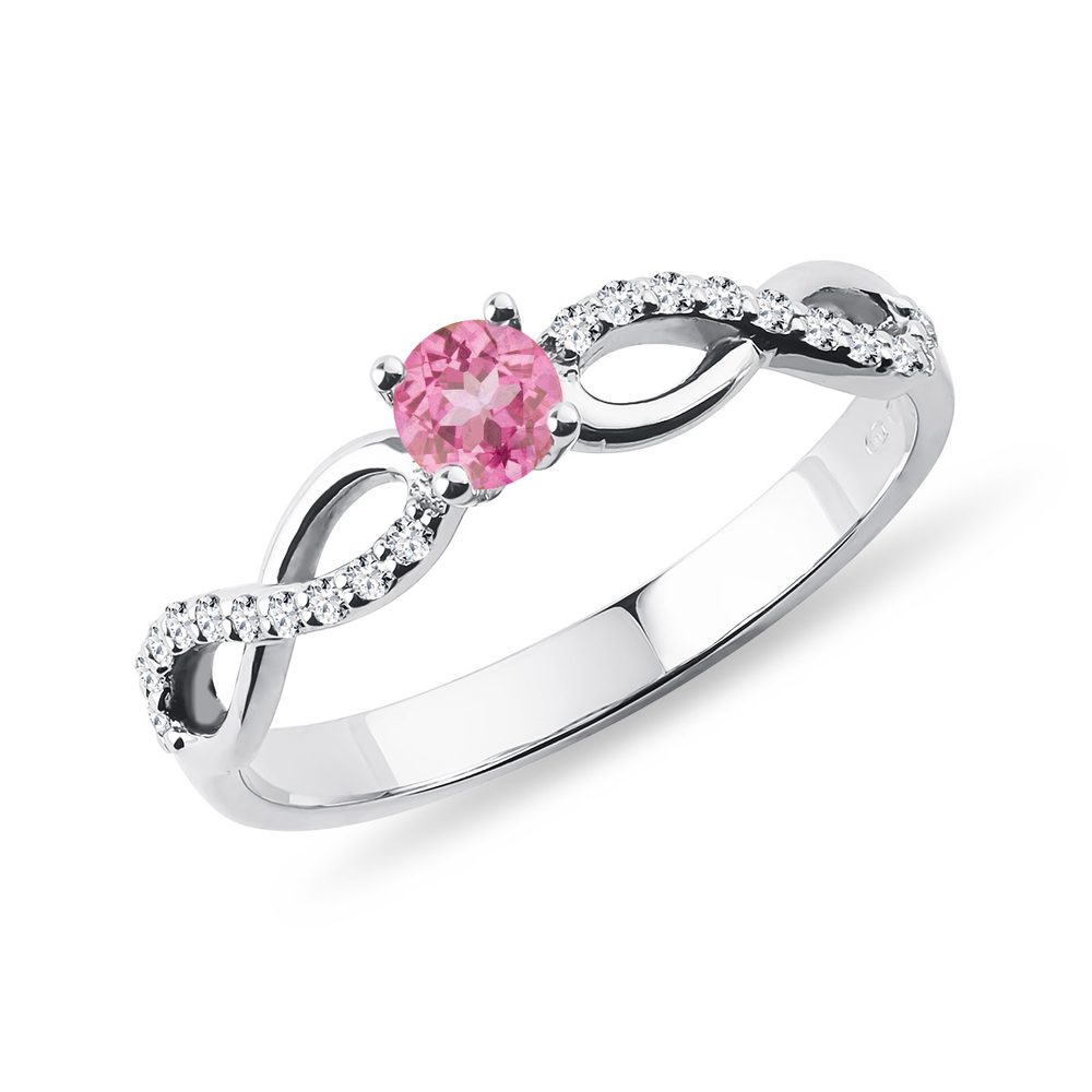 E-shop Zásnubní diamantový prsten s růžovým safírem