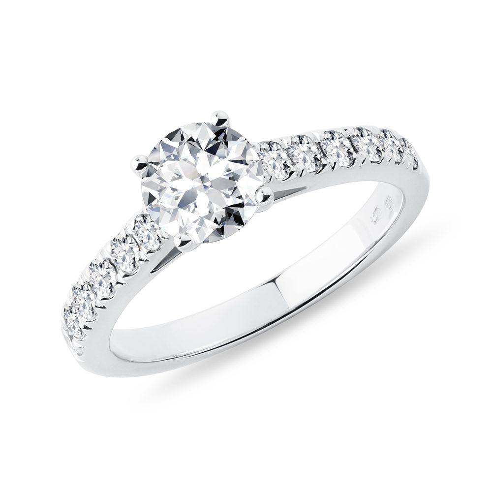 E-shop Luxusní zásnubní diamantový prsten ze 14k bílého zlata