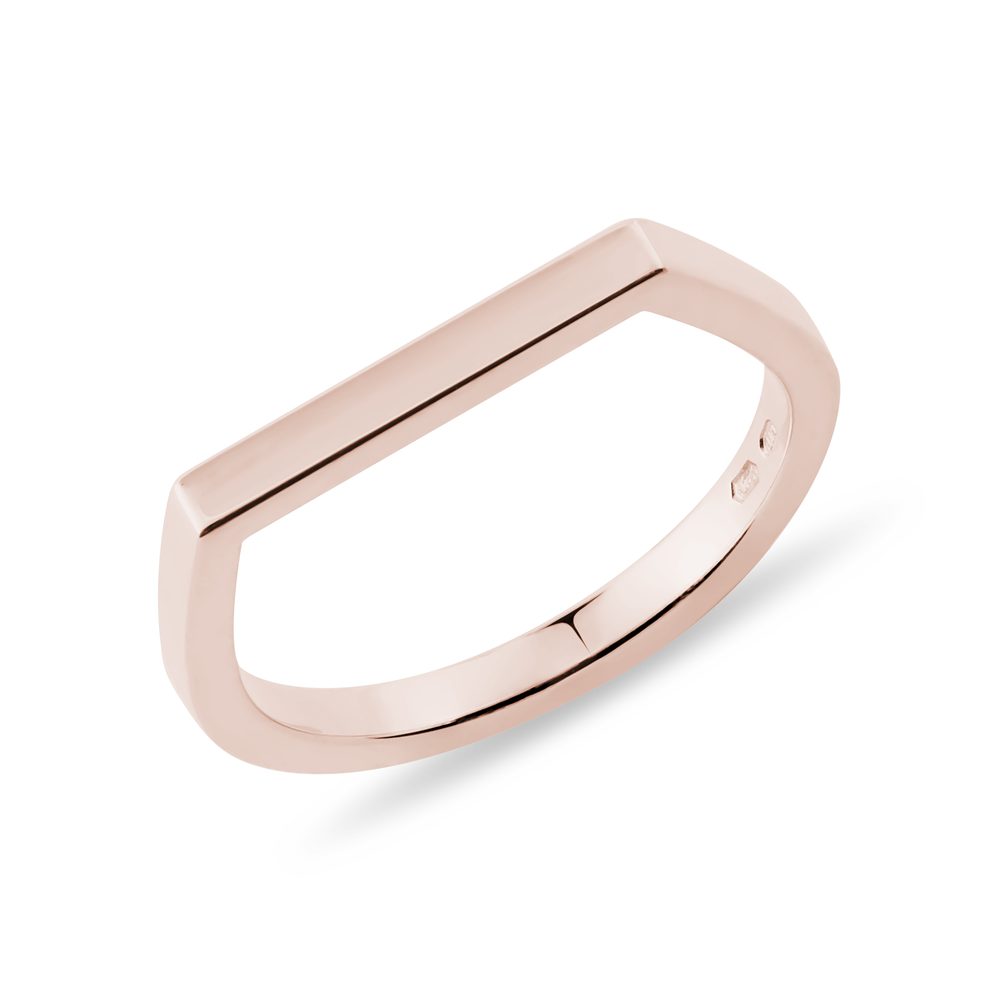 E-shop Prsten na malíček s rovnou ploškou v růžovém zlatě