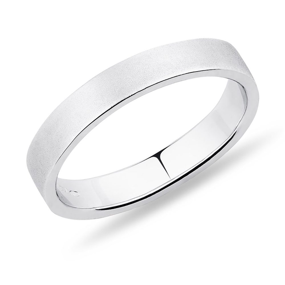 E-shop Pánský snubní prsten satin z bílého zlata