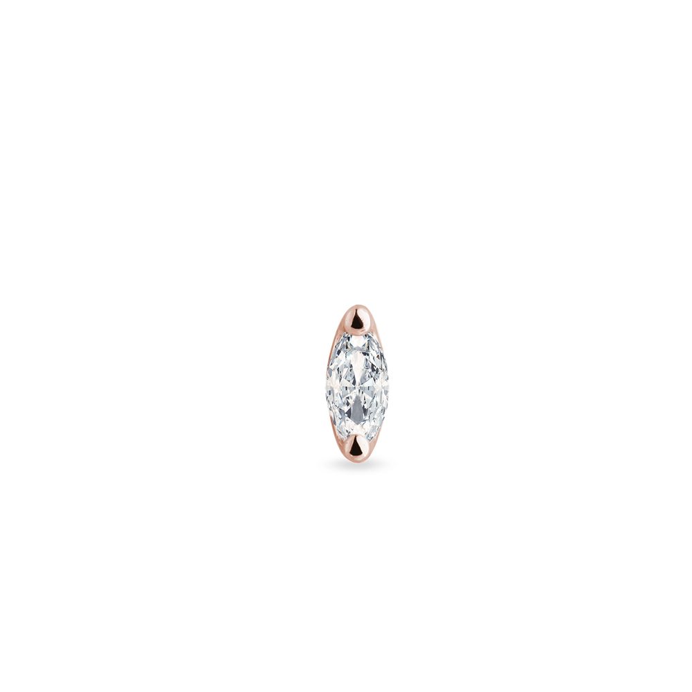 E-shop Jedna diamantová náušnice marquise v růžovém zlatě