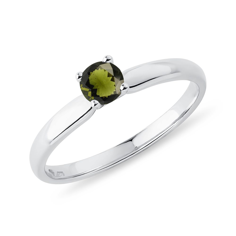 E-shop Zlatý zásnubní prsten s vltavínem