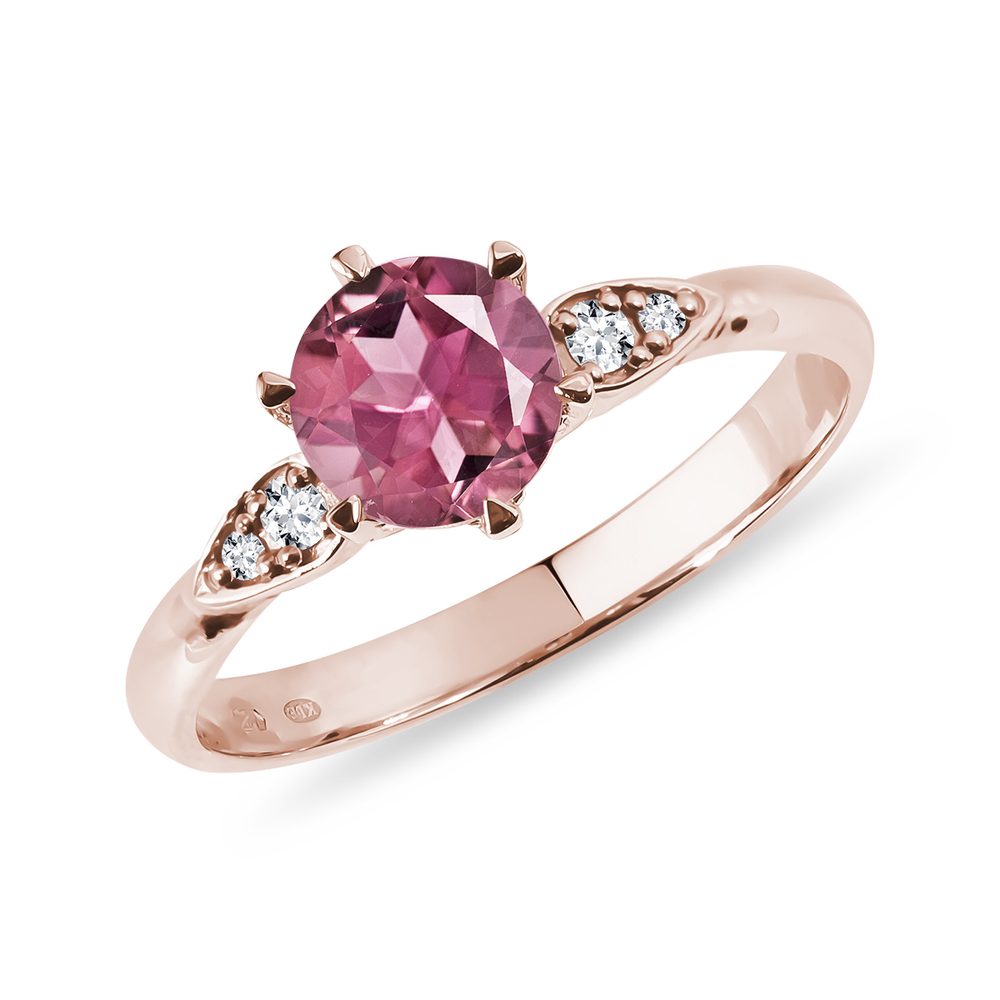 E-shop Prsten z růžového zlata s turmalínem a brilianty