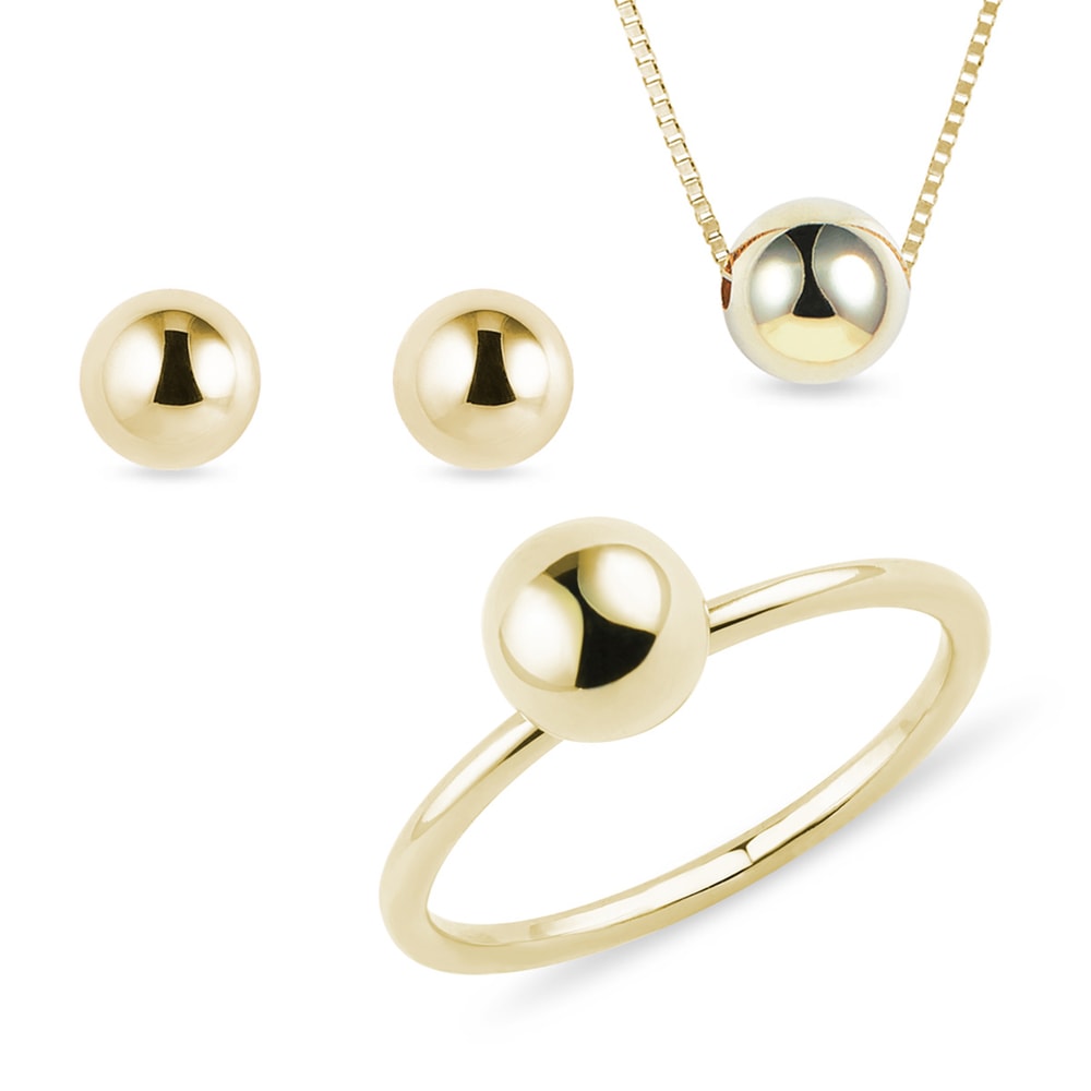 E-shop Souprava zlatých šperků s motivem kuličky