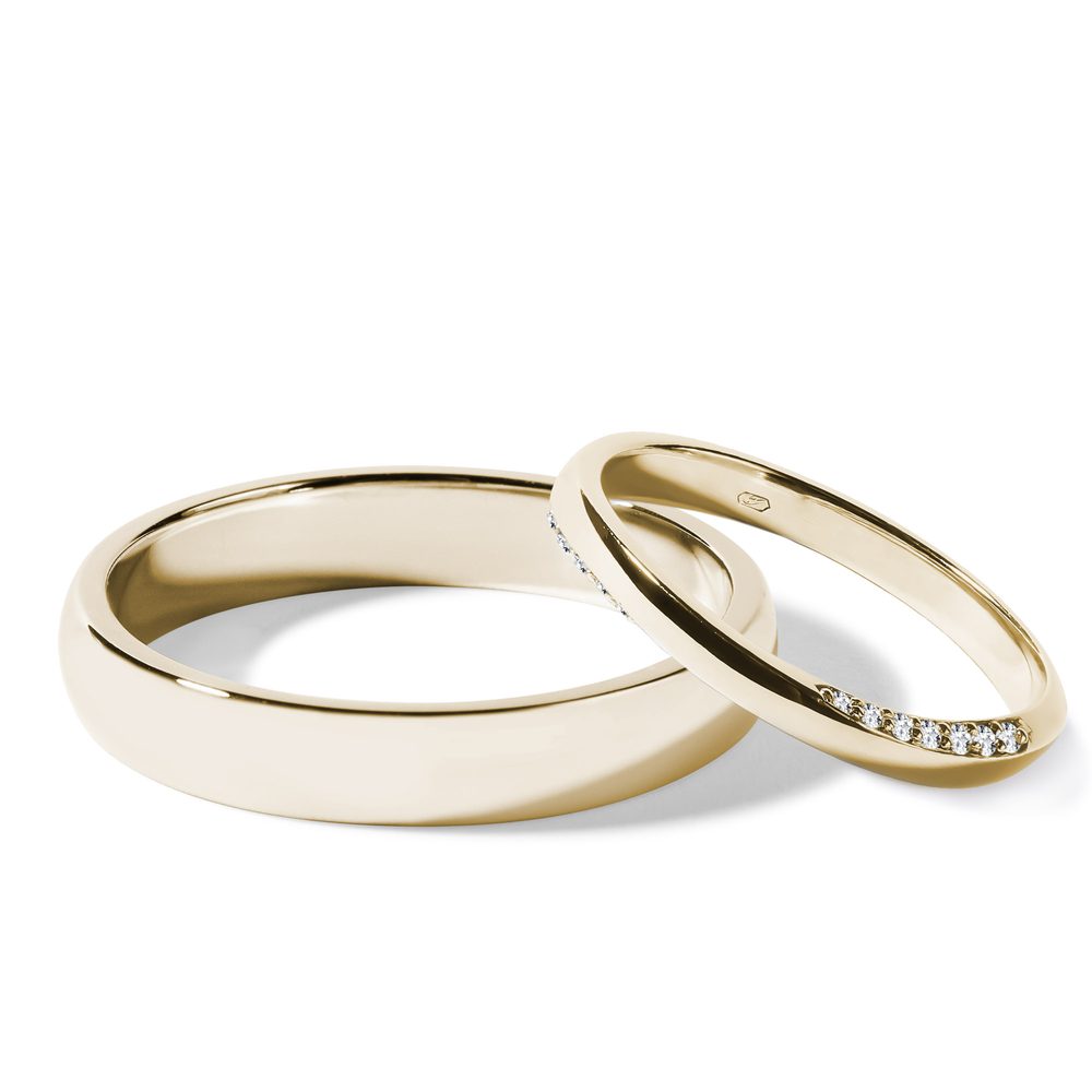 E-shop Sada snubních prstýnků ze žlutého 14k zlata s diamanty