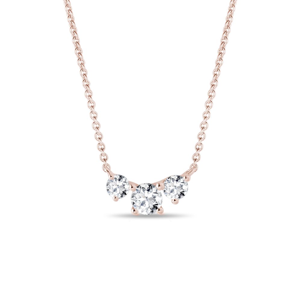 Náhrdelník se třemi diamanty v růžovém zlatě KLENOTA