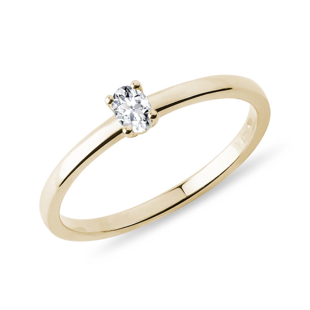 E-shop Prsten ze žlutého zlata s diamantem v brusu ovál