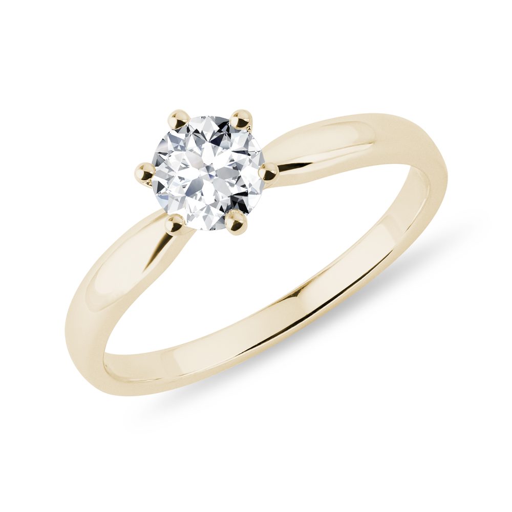 Prsten s 0,5ct lab grown diamantem ve žlutém zlatě KLENOTA