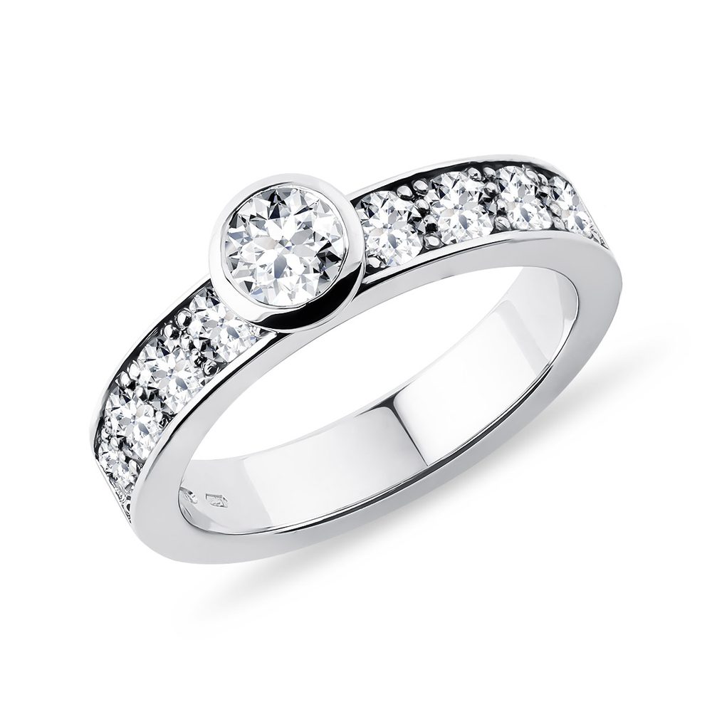 E-shop Luxusní diamantový prsten bezel v bílém zlatě