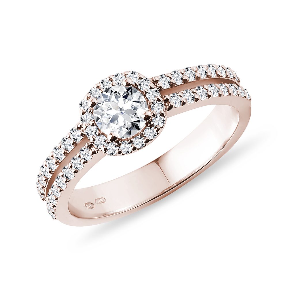 E-shop Luxusní diamantový prsten v růžovém 14k zlatě